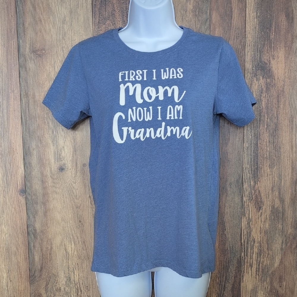 PositiviTees Blue Graphic Mom to Grandma Tee S